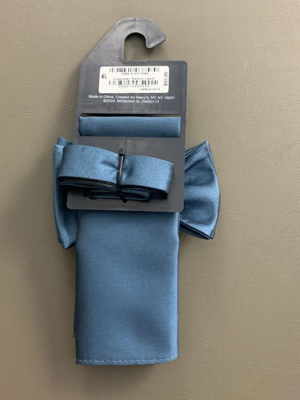 Alfani Men's 2-Piece Solid Bow Tie and Solid Pocket Square Set, Slate Blue